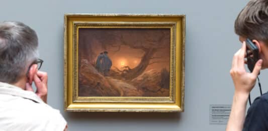 "Zwei Männer in Betrachtung des Mondes" von Caspar David Friedrich