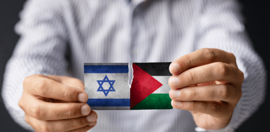 Flaggen von Israel und Palästina