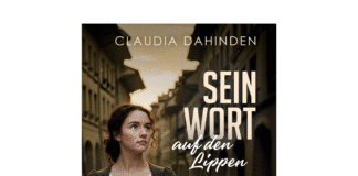 Claudia Dahinden: Sein Wort auf den Lippen Eine Junge Frau steht auf der Straße und hält ein Buch in der Hand.